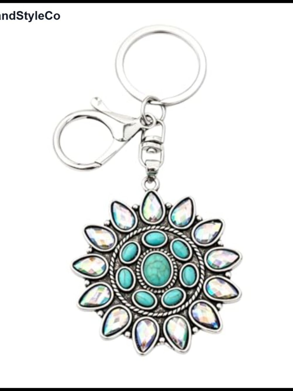 Boho Western Turquoise Keychain Bag Charm Alloy Key Ring